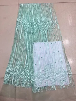 Fabrik ZH-42038 beaded Nigerianske lace fabrics broderet Mesh Tyl stof