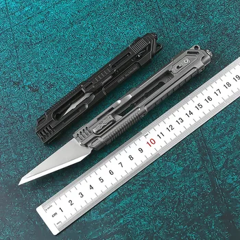 District 9 XI Papir Cuttin knivkasse Cutter Skalpel Blade Titanium Håndtag Udendørs Camping Unboxing EDC Værktøj