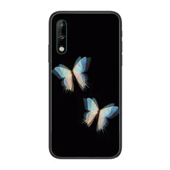 Smuk blomst butterfly sød sort Klar Telefonen Sagen For Huawei Y 5 6 7 8 9 A P S Pro 2020 2019 Sort Etui Coque Hoesjes Tegneserie F