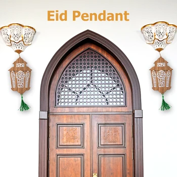 Træ-Eid Mubarak Vedhæng Kvast Muslimske Ramadan Fest Hjem Ornament Håndværk