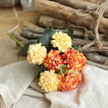 Kunstige Hortensia-Blomsten Lille Buket Bryllup Falske Blomst Høj Kvalitet Falske Planter Simulering Haven Blomster Hjem Dekoration