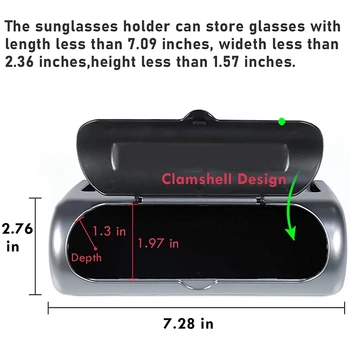 2STK Bil Solbriller Holder til Tesla Model 3/ Model Y Accessories, Solbriller Tilfælde Briller Indehaveren opbevaringsboks (Sølv)