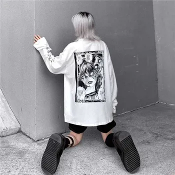 Tegnefilm Horror Grafisk T-shirt Kvinder Karakter Print Løs Japansk Punk T-Shirts Pullover Top Harajuku Street Tees