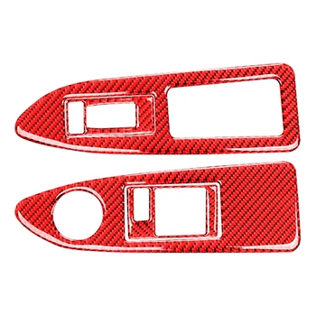 For Dodge Challenger 2008-Bil Tilbehør Carbon Fiber Vindue Lift-Kontakten Trim Panel Cover Sticker, Rød