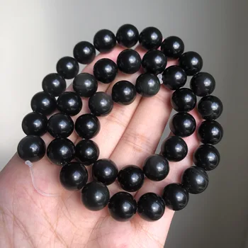 Sort Obsidian Naturlige Sten Perler Glatte Runde Løse Perler Til Smykker at Gøre DIY Armbånd Charms Tilbehør 15