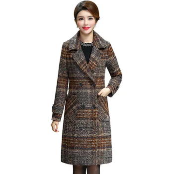 Høj kvalitet, 10% uld ulden frakke i lang sektion af den nye mode, pop plaid af uld frakke boutique 2019 tøj til kvinder
