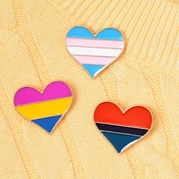 1 stk Dejlig Farverig Emalje Hjerte Badge Symbol Pins Rainbow Hjerte-Form Dekorative Broche Stolthed Badges til at Iklæde Broche Smykker