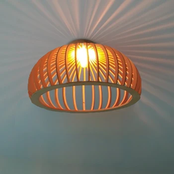 Nordisk moderne træ loft lysekrone, Home Deco Bambus Vævning Træ-Loft Lampe Cage lampe Inventar