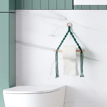 Væv Holder vægmonteret Reb papirholder Retro Håndklæde Rack til Hjemmet Udsmykning Papir Håndklæde Stå Badeværelse Indretning