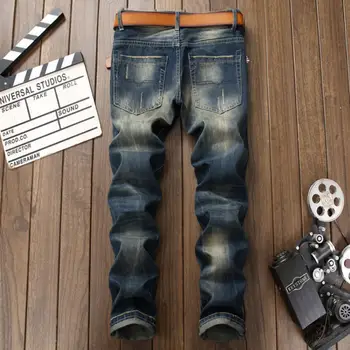 2021 Mænd vintage Rippet Tiger broderi Streetwear Slim jeans Plus størrelse 5XL Huller Casual bukser joggere denim bukser w1519