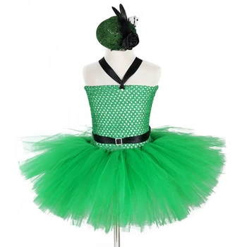 Sankt Patricks Dag, Fest Kostume Sæt Grønne Tutu Kjole med Fjer Mini Top Hat F3ME