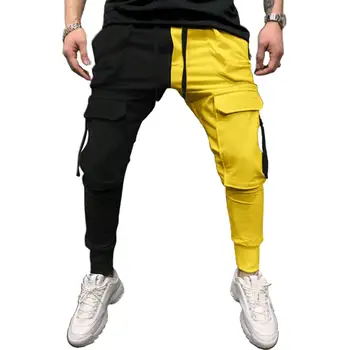 Bukser til Mænd Casual Sports Pants Farve Matchende Blonder-Up Lommer i Bukser, Hip Hop Leggings Mænds Tøj 2021