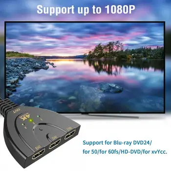 4K*2K-3D Mini 3-Port HDMI-kompatibel Switch 1.4 b 4K-Switcher Splitter, 1080P 3-I-1-Port Hub For DVD HDTV Xbox Til PS3, PS4