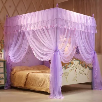 Hot salg luksus prinsesse vind myggenet tre-dørs-gulvtæppe retten bed tæppet baldakin net myggenet sengetøj uden beslag