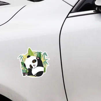 LLY-0142 Mode-Bil Klistermærker Søde Panda Tegnefilm Bamboo Leaf Decals PVC Biler Vindue Kofanger Tilbehør Vandtæt Decal Indretning