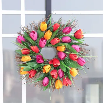 Kunstige Tulip Krans Planter Baggrund Væggen Hængende Dør, Vindue Bryllup Part Forsyninger Gaver Jul Boligindretning