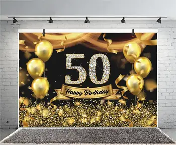 Glod Ballon 50-Baggrund Dame Happy Birthday Party Tilpasse Fotografering Baggrund Til Foto-Studio Prop