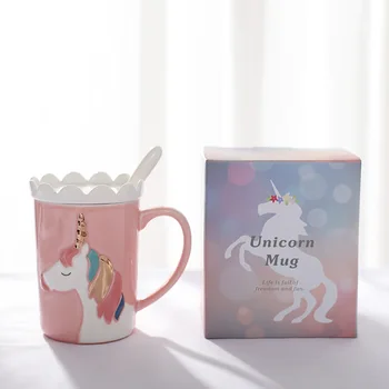 Kreative 3D Relief Glod Og Krus med Ske og Krone Låg Drikke Kaffe Kop Te Gave Keramiske baby morgenmad mælk