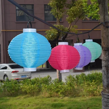 Solar Lanterne Udendørs Hængende Lanterner Lys Nylon Traditionel Kinesisk Stil Ornament til Restaurant Hjem Festival Indretning