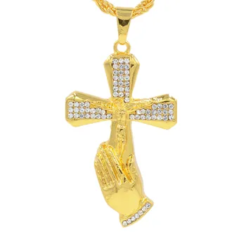 Europæiske og Amerikanske hip-hop par halskæde med diamant kors vedhæng smykker palm bøn vedhæng Kors dominic toretto