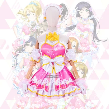 Spil LoveLive! Rin Hoshizora Cosplay Kostume Kvinder Lolita Kjole Pink Danse Tøj Halloween Animationsfilm Udstyr, Der Passer Custom Made