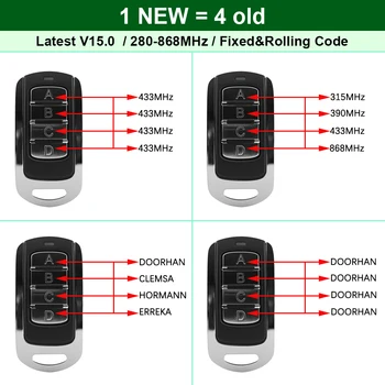 3X Multi Frequency Håndholdte Sendere Gate åbner døren rullende kode 280-868MHz Fjernbetjening V15.0 Smart Fjernbetjening