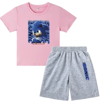 Drenge & Piger Tegneserie T-shirts Børn Sonic Print T-Shirt-Sæt Til Drenge Børn Sommeren kortærmet T-shirt i Bomuld der Passer Tøj