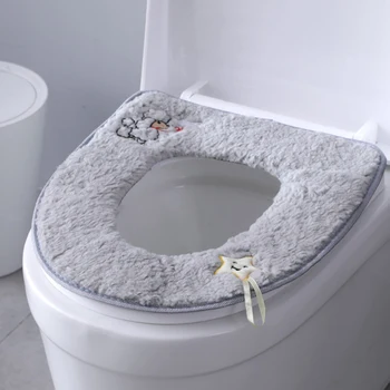 Sticky Toilet Sæde med Spænde Vandtæt Varme Fortykket Vinter Fløjlsbukser Striber Dække Badeværelse Forsyninger PAK55