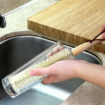 Let Flaske Krat Håndgreb Lange Håndtag Hængende Lige Simpel Tekande Vask Praktiske Bærbare Træ Cup Børste