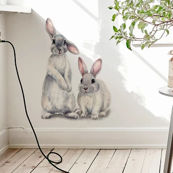2 Søde Kaniner Wall Sticker børneværelse Hjem Dekoration Aftagelige Tapet Stue, Soveværelse Vægmaleri Klistermærker
