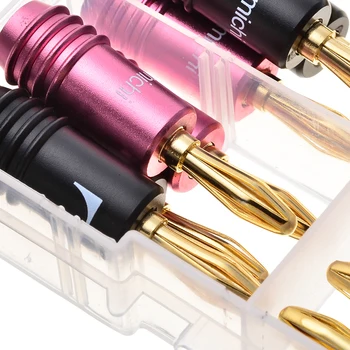16PCS Pink Sort Forgyldt Audio Højttaler Banan Stik Kabel, Ledning, Stik, Adapter Til Audio-Video-Højttaler Med Max 6 Par