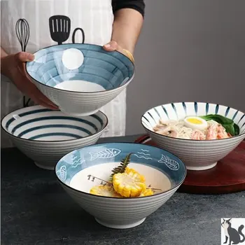 Kreative Japansk Keramik Hat Skål Ramen Store Ajisen Beef Noodle Bowl Forbruger Kommercielle Noodle Bowl Skål Suppe