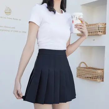 2021Women tøj Høj Talje Plisseret nederdel Mini Nederdel Slim Tynd Tennis uniform Nederdel Fashion koreanske college stil Korte nederdel