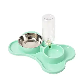 1 Sæt Pet Skål Kreative Automatisk vandforsyning Plast Sød Knogle Form Feeding Bowl Hjem Slid-resistente Anti-slid Pet Food Skål
