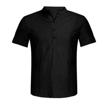 KLV mænds shirt i Bomuld kortærmet mandlige shirt til Mænd Casual Bluse Bomuld mænds bluse Løse Toppe Kort Ærme t-Shirts