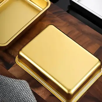 Serveringsbakker Non-stick Multifunktionelle Rustfrit Stål Rektangel Metal Bakke til Køkken