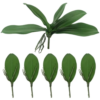 5 Pc ' er, Kunstige Grønne Phalaenopsis Simulering Moth Orchid Blad Fast Latex Kontakt Grøn Plante Blomster Haven Indretning