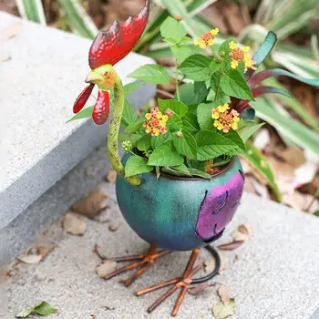 Flower Pot Fine Realistisk Strygejern Cock Have Backyarder Plante Planter til Hjemmet