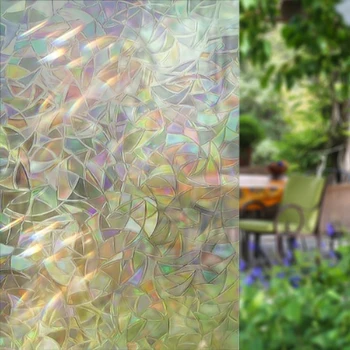 Ikke-klæbende 3D-Farvede Kontor Regnbue Effekt Vandtæt Statisk Beskyttelse Aftagelig Folie varmestyring Glas Vindue Film