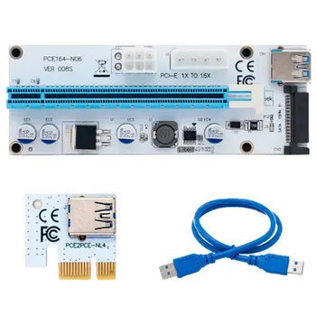 VER008S 3 I 1 Molex 4Pin Sata 6PIN PCIe PCI-E port til PCI Express-Riser-Kort 1x Til 16x USB 3.0 Kabel Til Minedrift BTC Miner