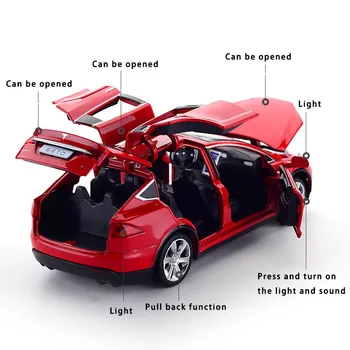 Zhenwei Trykstøbt Køretøjer Tesla SUV 1:32 Model Bil Metal Legering Træk Tilbage Biler Lys, Legetøj til Børn, Gaver til Børnene Biler Legetøj