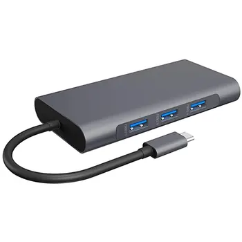 10 I 1 Type C-Hub Splitter USB-C Til HDMI 4K-VGA-Adapter RJ45 Lan-Ethernet SD-TF USB-C 3,5 mm SD-TF Kort Læser Til MacBook Pro