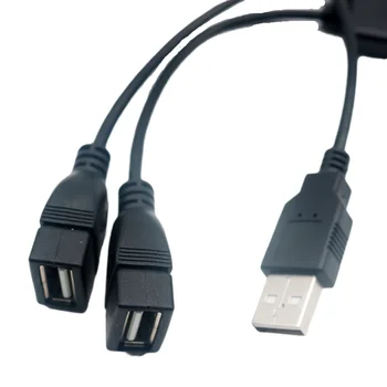 Multifunktions-2-i-1 USB 2.0 A-han til 2x USB 2.0-EN Kvindelig Opladning Data Transmission Y Splitter Adapter Kabel 0.3 M