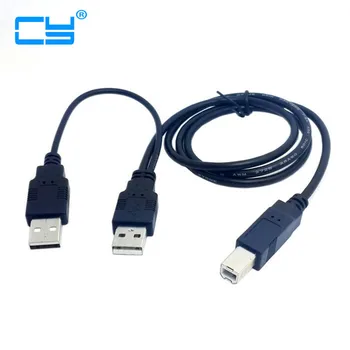 Dual USB 2.0 Mand til Standard B Mandlige Y-Kabel 80cm for Printer & Scanner & Ekstern Harddisk