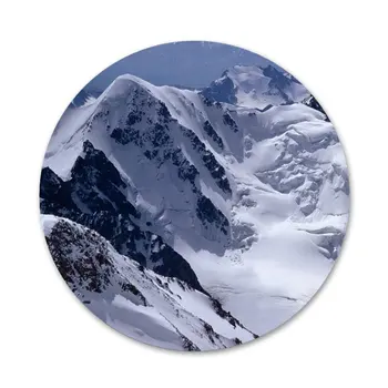 58mm Vinter Snow Mountain Sceneary Ikoner Pins Badge Dekoration Brocher Metal Badges Til Tøj Rygsæk Dekoration
