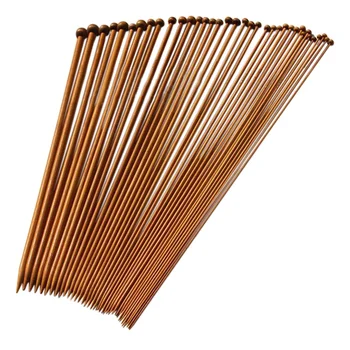 36 single pegede strikkepinde lavet af bambus, størrelsen af 18 typer af forkullede