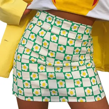 Y2K Kvinder Mini Hip Nederdel A-Linje Udskrivning Vintage Blomster Høj Taljen Kort Nederdel, Casual Og Moderigtigt For Natklubber