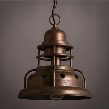 Retro Vintage Industrielle Enkelte Strygejern Art Metal Vedhæng Lys Brun Glas Lampeskærm Hængende Lampe Restaurant, Bar Og Butik