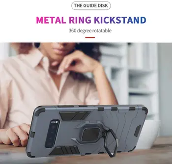 Telefon-etui til Samsung Galaxy S10 Plus Magnetisk Ring Holder Stand Støtteben Slim Metal Celle Tilbehør Robust Gummi S10+ 10'ERE