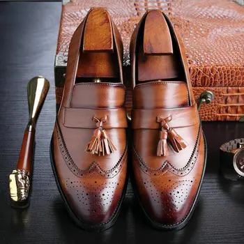 Mænd læder dagdriver formel kjole lejligheder designer kontor oxford sko til mænd Stor Størrelse italiensk elegant business-Formel Kjole A51-51